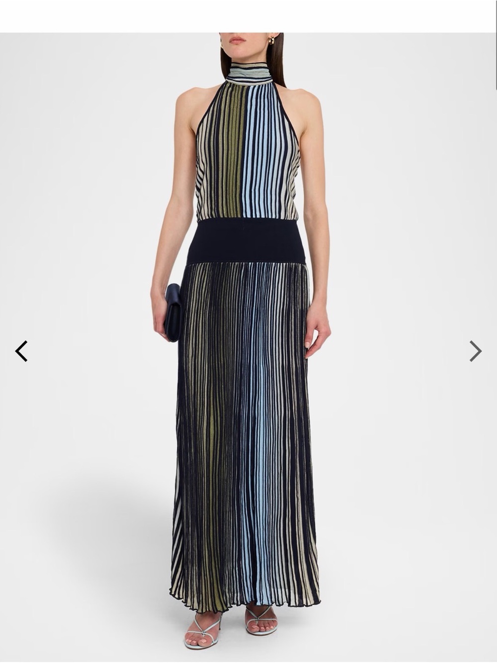 NEW RAMY BROOK Striped Marina Ombre knit Halter Maxi Dress $645 size Medium